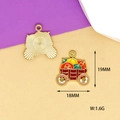 Detail view of pumpkin carriage enamel pendant with dimensions 19MM x 18MM and 1.6G weight - Pumpkin Cart