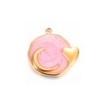 Pink marble enamel moon and heart pendant with gold stainless steel frame for DIY - Pink
