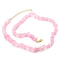 Irregular pink cat-eye stone necklace with adjustable golden chain and lobster clasp - Pink (KN226653-Z)