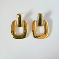 Exaggerated geometric gold-plated copper rectangular earrings for women on white background - Square (C318) / Gold