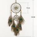 Acchiappasogni con piume di pavone e perle vintage, 15cm largo e 55cm lungo - Perline Colorate Piuma di Pavone