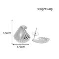 Silver shell-shaped stainless steel stud earring with detailed size and weight specs - Shell Shape Style (ER-1588)