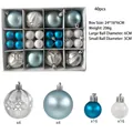 Set de 40 bolas de Navidad azules y plateadas con tamaños mixtos de 3cm y 6cm - Juego de 40 piezas / Azul Oscuro/Azul Claro/Plata/Blanco