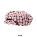 Gorra de repartidor a cuadros rosas con un lindo lazo negro para mujer - Talla Única (54-58CM) / Rosa