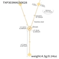 Details zur Edelstahlkette in Gold mit Zirkon-Kleeblatt und langen Quasten-Anhängern - 5A Zirkonia Kleeblatt Quaste Halskette 40+5cm (TXP303)