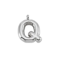 Polished silver stainless steel puffy bubble letter Q charm pendant for necklace - Silver Letter Q