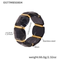 Detail showing marble resin cubes and stainless steel spacers on elastic bracelet - 60mm / Blue (E677)
