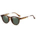 Retro polarized sunglasses featuring tortoiseshell round frames and dark green lenses - Tortoiseshell Frame Dark Green Lens