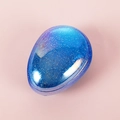 Blue glitter detangling hairbrush in oval egg shape with a glossy transparent finish - Colorful Starry Deep Blue (Glitter)