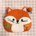 Cute fox-shaped wool felt coin purse in bright orange and white, size 12x14cm - Little Fox