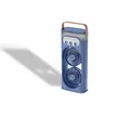 Ventilador nebulizador portátil azul marino con asa de transporte en cuero marrón - Ventilador de Nebulización de Escritorio / Azul / Enchufable (Sin Batería)