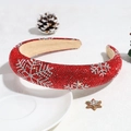 Red padded headband with sparkling rhinestone snowflakes for a festive Christmas look - Red