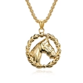 Collana vintage in acciaio inossidabile dorato con testa di cavallo e corona su sfondo bianco - Set Collana Oro / 3.5mm*60cm