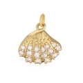 Elegant gold shell pendant with sparkling cubic zirconia stones on white background - 10-Scallop Shell with Zirconia