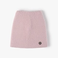 Cache-cou en tricot rose duveteux avec un emblème étincelant en strass lettre R - Taille unique / Rose