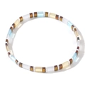 Bracelet Tila bohème avec perles carrées blanches, brunes, bleues et jaunes élastique - Iridescent Marron Bleu Jaune Transparent