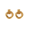 Orecchini a cerchio in acciaio inossidabile dorato con design multi-bobina e anelli uniti - Oro