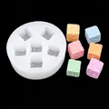 Mini cube silicone mold B802 for DIY gypsum resin crafts with white textured finish - Dice Shaped Mold (B802) / Clear