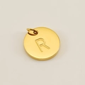 Round golden stainless steel pendant with letter R engraving for DIY jewelry - Letter R (XRS-1456) / Gold