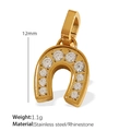 Golden horseshoe pendant in stainless steel with white rhinestones and 12mm height - Gold Horseshoe Pendant