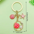 Rosa Seestern und rote Muschel Schlüsselanhänger mit Perlen für Taschen, 8,3 cm lang - LS174 Rosa Ozean Platte
