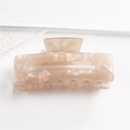 Pale pink translucent square hair claw clip with elegant mother-of-pearl texture - Nude Pink Pearl