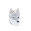 Creative husky dog keychain pendant with grey and white enamel and silver metal frame - 44 Czechoslovakian Wolfdog