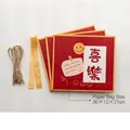 Set de bolsas de regalo rojas 30x12x27cm con caracteres chinos y cintas decorativas - Bolsa de Regalo ZD5001 Enérgica-L Alegre (Juego de 3)