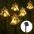 Solar powered Christmas bell garden stakes with warm yellow LED lights for outdoor decor - Bell Shape Solar (5-in-1 Warm White)