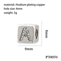 Silver letter A cube charm with inlaid zircon for DIY jewelry bracelets and necklaces - Letter A (PT0551)