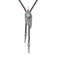 Vintage Bolo-Krawatte in Silber mit Federanhänger und eingelegtem Türkis-Schmuckstein - Takahashi-Feder Antiksilber