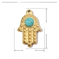Hamsa Hand pendant details showing 24mm height and 15mm width dimensions on white background - YE489-Hamsa Hand
