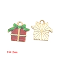Christmas gift box alloy enamel charm in red and green, 15x16mm jewelry pendant - Bow Gift Box (A3-107)