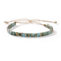Bracelet Tila bohème avec perles carrées marbrées bleues et chaîne dorée réglable - Style Tila à Motif de Marbre Bleu Turquoise