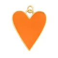 Golden heart charm pendant with bright orange enamel finish for DIY jewelry crafting - Orange Enamel Heart Style (S845899-6)