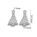 Silver stainless steel Christmas tree pendant with precise dimension markers 24.5x14.5mm - Christmas Tree 617 / Silver
