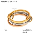 Three-tone stainless steel interlaced ring set in gold, silver, and rose gold finish - US 8 / 3-Layer Gold Steel Rose Gold