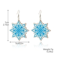 Blue and wood snowflake drop earrings set with dimensions 7cm by 5cm and 7g weight - Wooden Snowflake (E2310-1)
