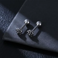 Macro shot of steel rose stud earrings with secure ball screw back on dark background - Single Piece / Silver Large