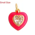 Small size heart pendant with bright red enamel border and clear crystal center stone - M651376 / Rose Red