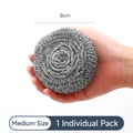 Middelgrote 8cm roestvrijstalen schuurspons in individuele verpakking voor de keuken - 30g Enkel (8cm Diameter) Individuele Verpakking