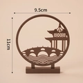 Brown garden pavilion cake topper ornament with dimensions 9.5cm width and 11cm height - Plastic Round Screen