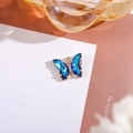 Blue-purple gradient crystal butterfly pendant with rhinestones and gold base - Blue