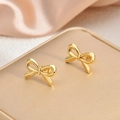 Elegant 18K gold plated bow stud earrings made of high-quality stainless steel - EH604-Exquisite Bowknot