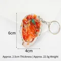 Realistic PVC grilled oyster keychain with garlic sauce and metal ring accessory - Chili Garlic Oyster-Keychain