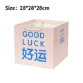 Pink square gift bag with silver handles and Good Luck text, size 28x28x28cm - GOOD LUCK Blue Pink 28*28*28