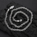 Collana da uomo a fune da 6mm in acciaio argento con fibbia diamantata su pietra scura - 24 Pollici (60.96cm) / Color Acciaio