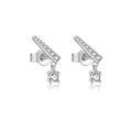 Elegant S925 sterling silver bar stud earrings with sparkling cubic zirconia drops - MME771-1 Silver Cross Zirconia