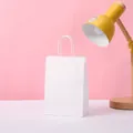 Minimalist white kraft paper gift bag with matching twisted rope handles for retail use - 15*11*6 / White