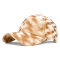 Brown and beige tie-dye corduroy baseball cap with warm velvet texture for women - Adjustable / Polka Dot Khaki